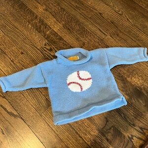 Claver / Luigi Baby Light Blue Knit Sweater with Baseball Motif